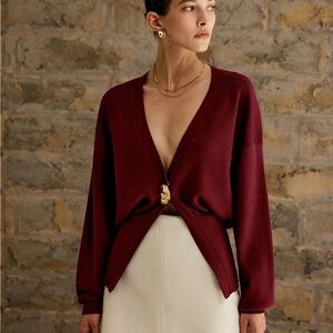 Elegant Burgundy Women's Cardigan